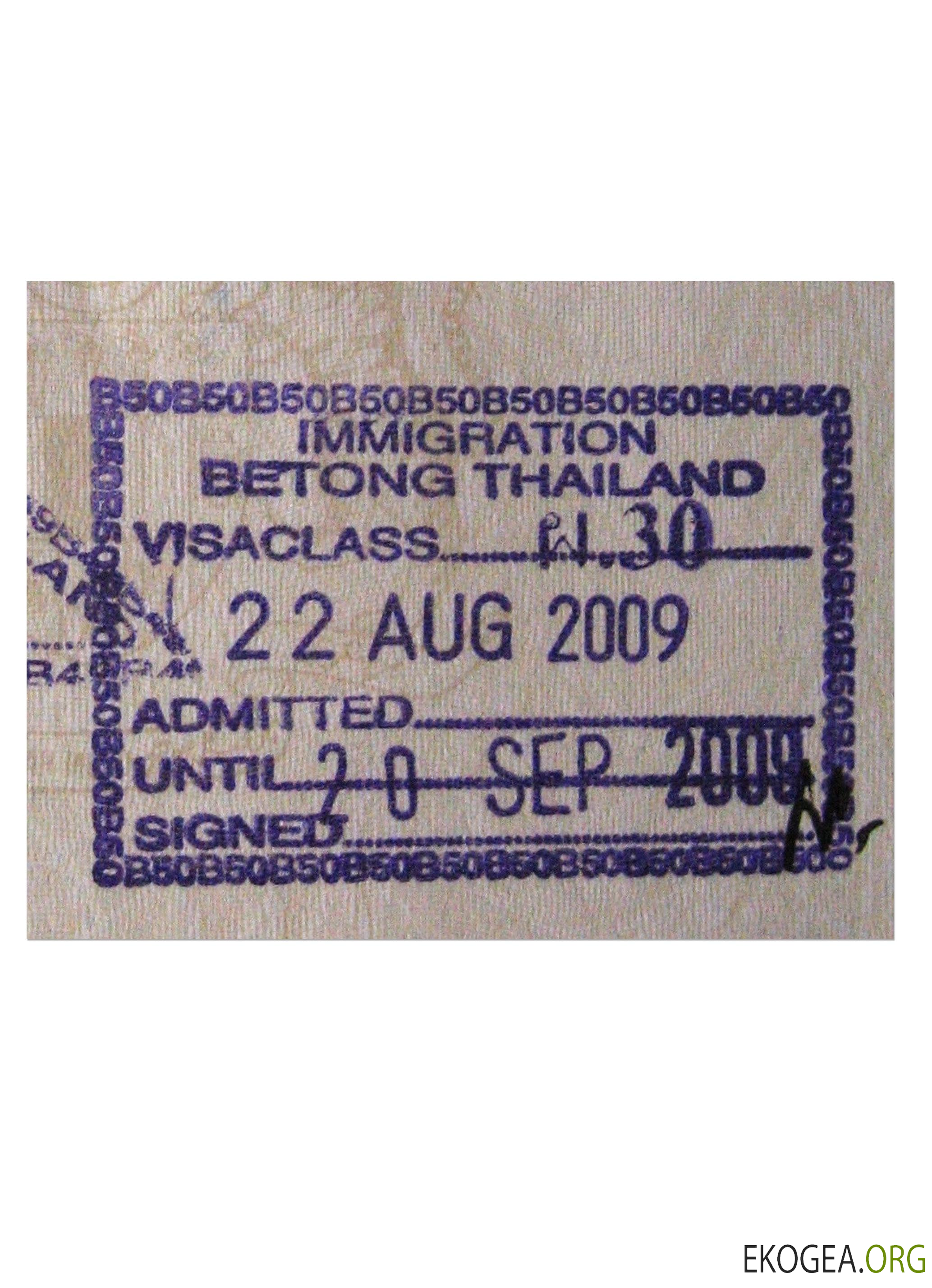 TIMBRE DE VISA DE THAÏLANDE